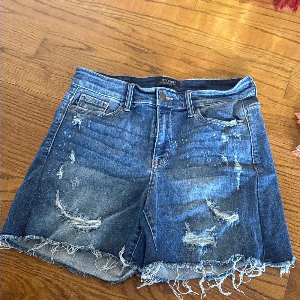 Judy Blue Distressed Blue Jean Shorts